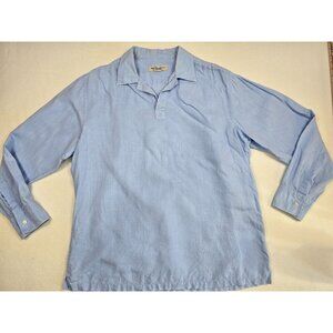 Banana Republic Light Blue 100% Linen Long Sleeve Shirt L Womens